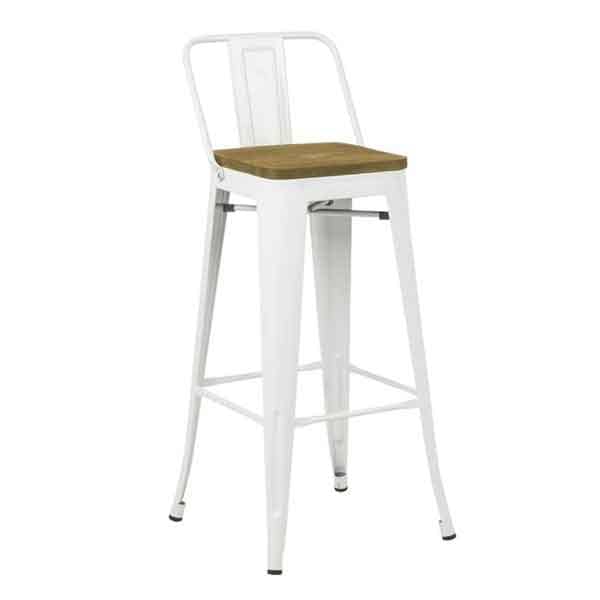 Easton-Wooden White Bar Stool